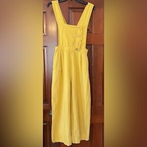 Zara four button ruffle front linen jumpsuit